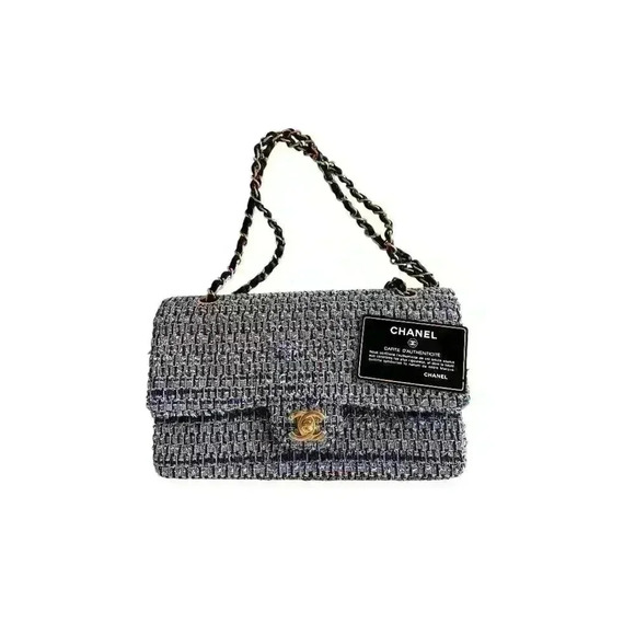 Chanel medium size blue tweed double flap bag - Picture 1 of 11